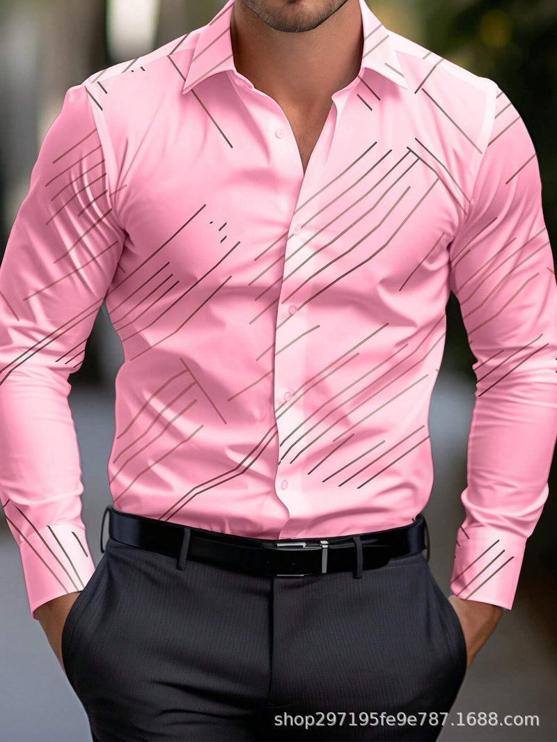 Men's Diagonal Striped Business casual Shirt