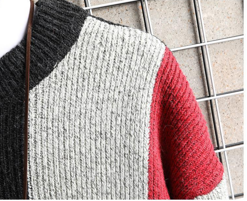 Knit Jumper Coat With Color Pullover