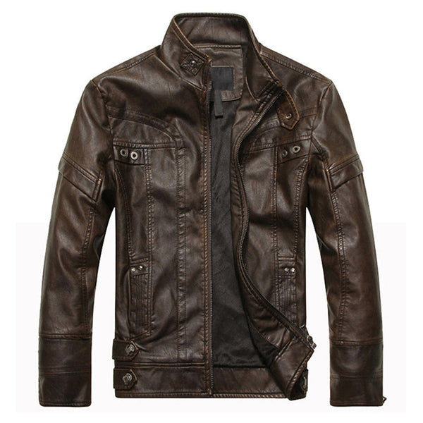 Men Leather Motorcycle PU Jacket