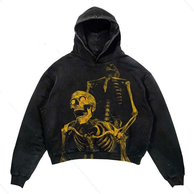 Fleece-lined Printed Hooded Sweater