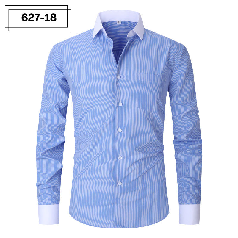 Men's Casual American-style Long-sleeved Striped Shirt