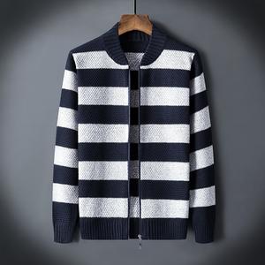 Stand-up Collar Men's Jacket Youth Striped Men's Sweater