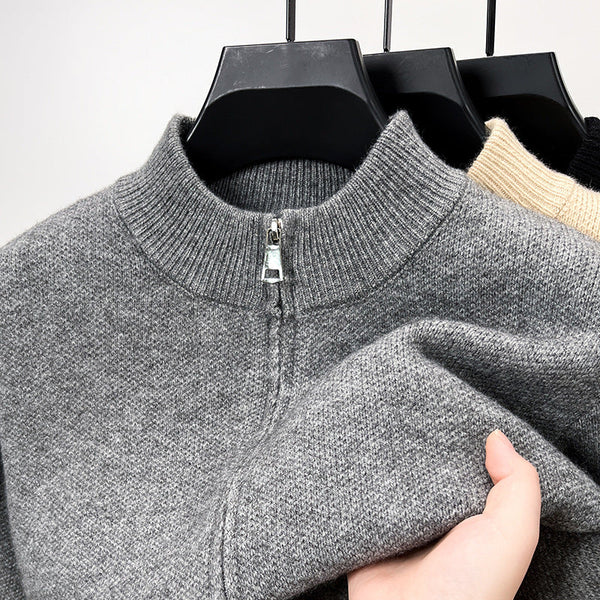 Men's High-end Stand Collar Knitted Zipper Cardigan Thickened sweater