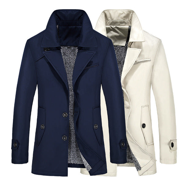 Men's Windbreaker Mid-length trench coat
