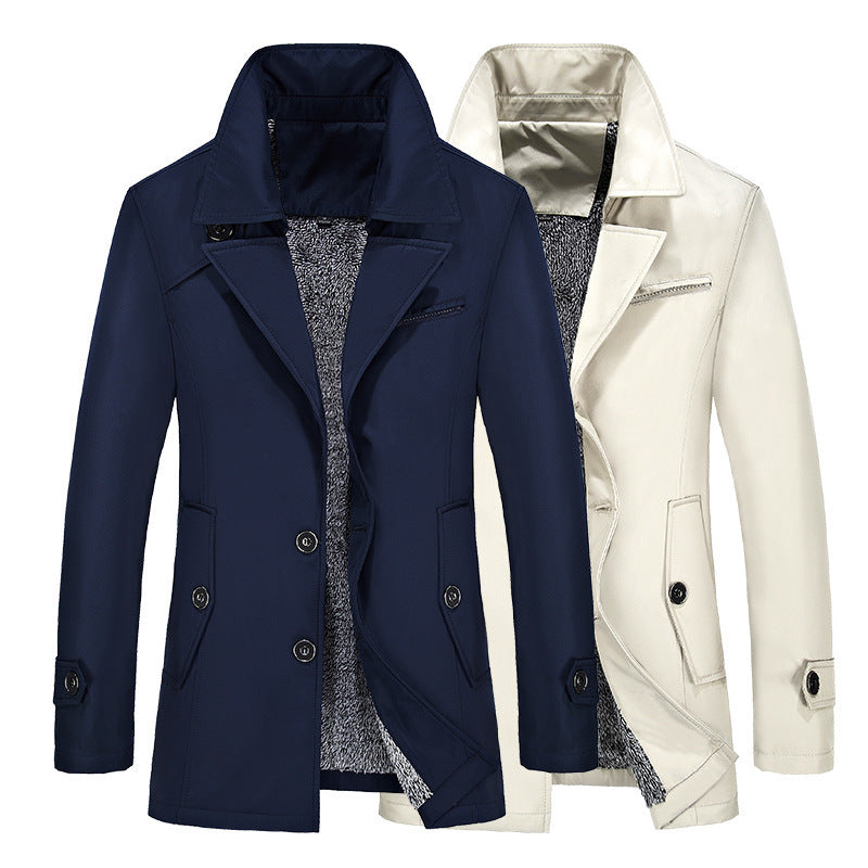 Men's Windbreaker Mid-length trench coat