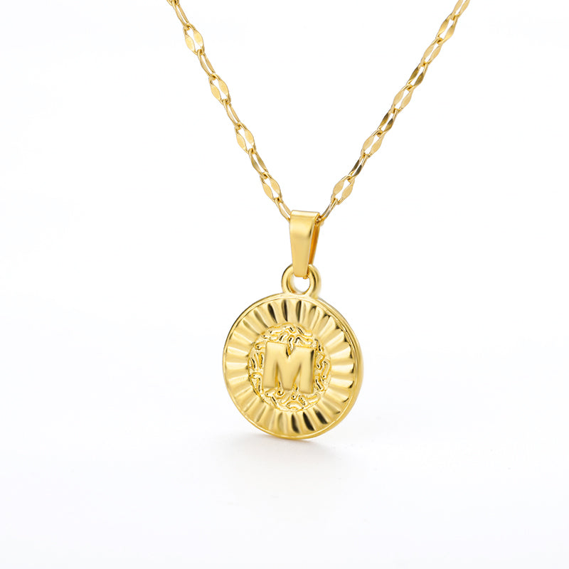 English Alphabet Disc Necklace Men and women