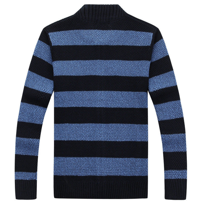 Stand-up Collar Men's Jacket Youth Striped Men's Sweater