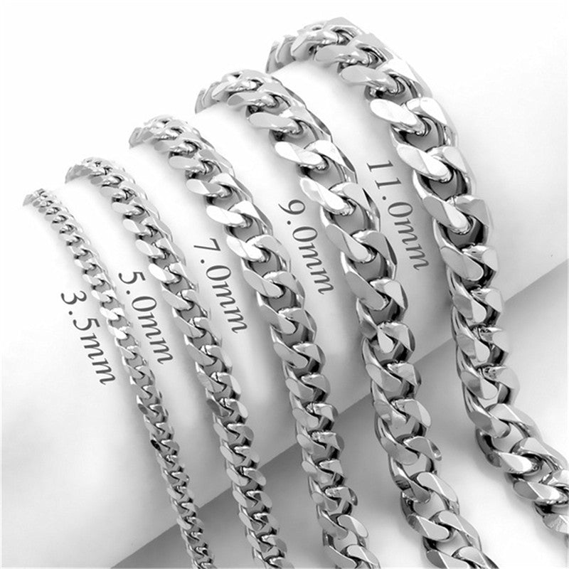 Six-sided Grinding Cuban Titanium Steel Necklace