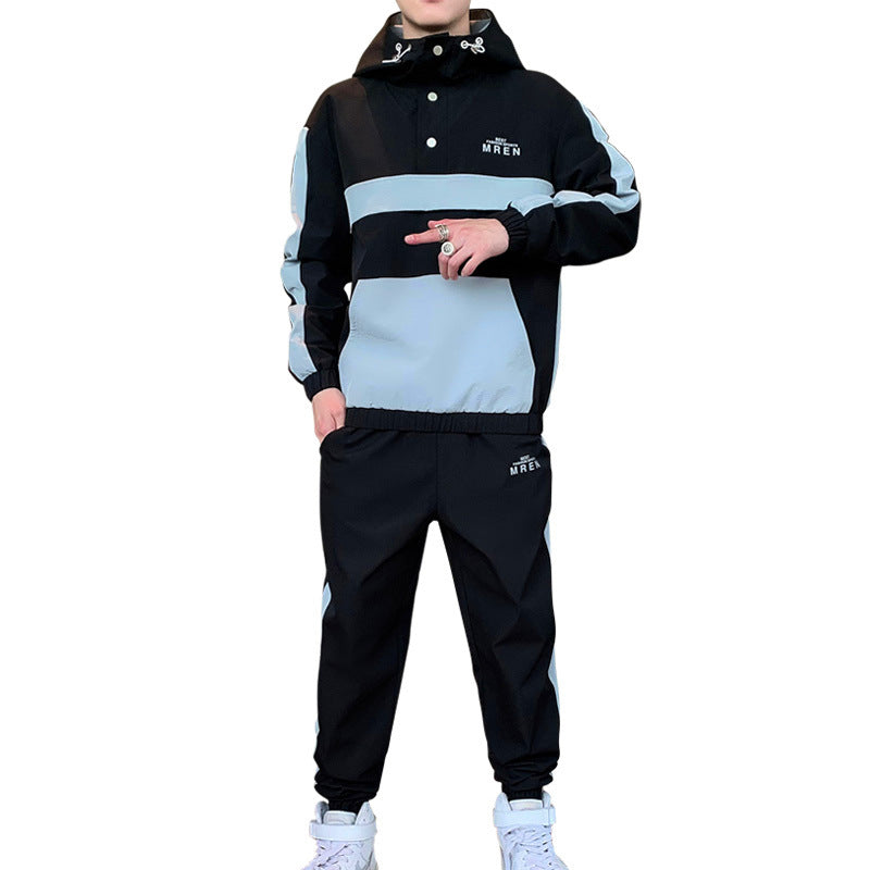 Two Piece jumpSuit Men Hooded Jacket