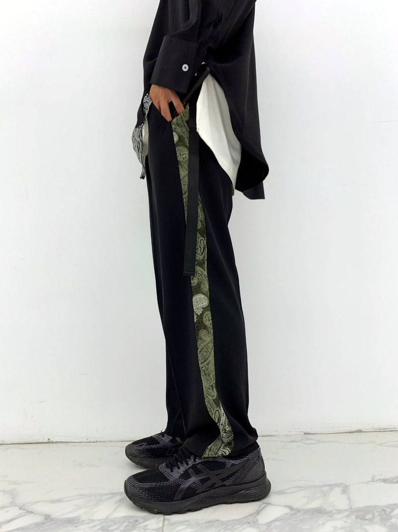 Autumn And Winter Stitching Waist Flower Side Legs Slim Mopping Suit Pants