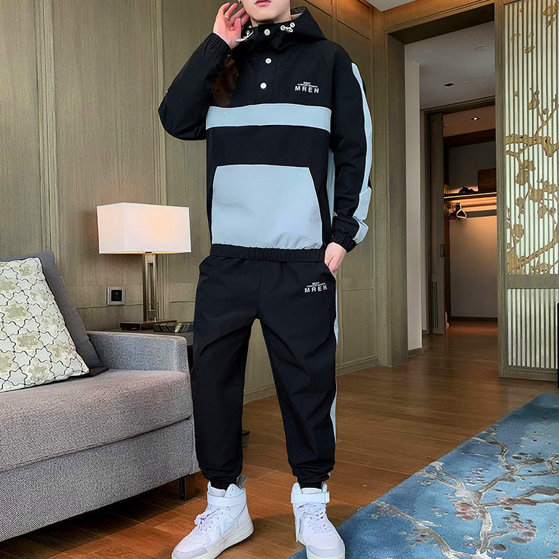 Two Piece jumpSuit Men Hooded Jacket