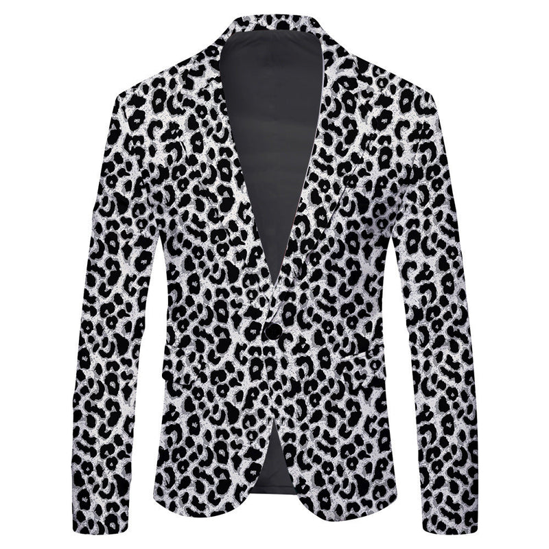 Men's Single Row One Button Polka Dot Printing Casual Suit Jacket