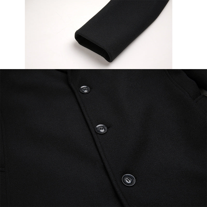 New Men's Woolen Fashion Long Trench Coat