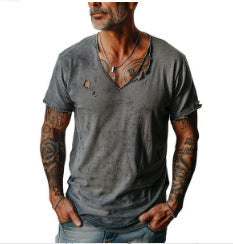 Pullover V-neck Digital 3D Printing Short Sleeve T-shirt