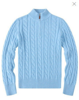 Small Embroidered Half-height Zip Knitwear Business sweater