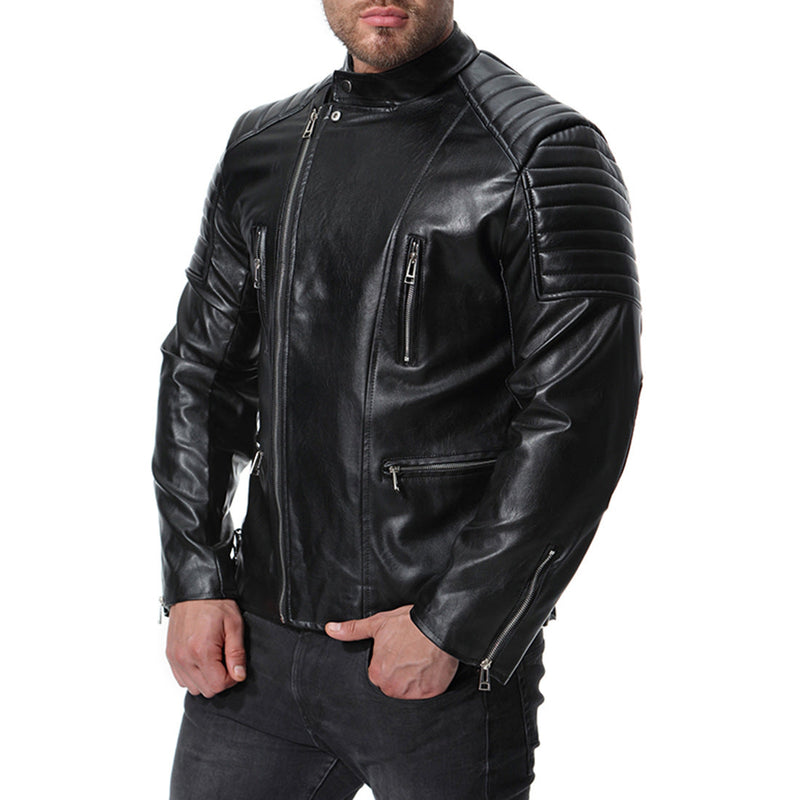 Locomotive Lapel Fashion Leather Jacket