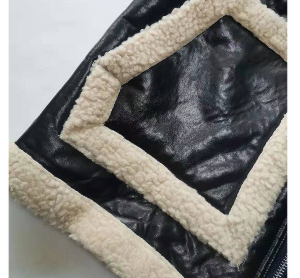 Men's Casual Coat PU Fur Integrated Jacket