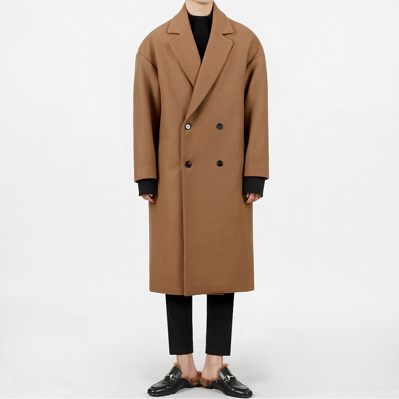 Loose Warm Woolen Trench Coat for men