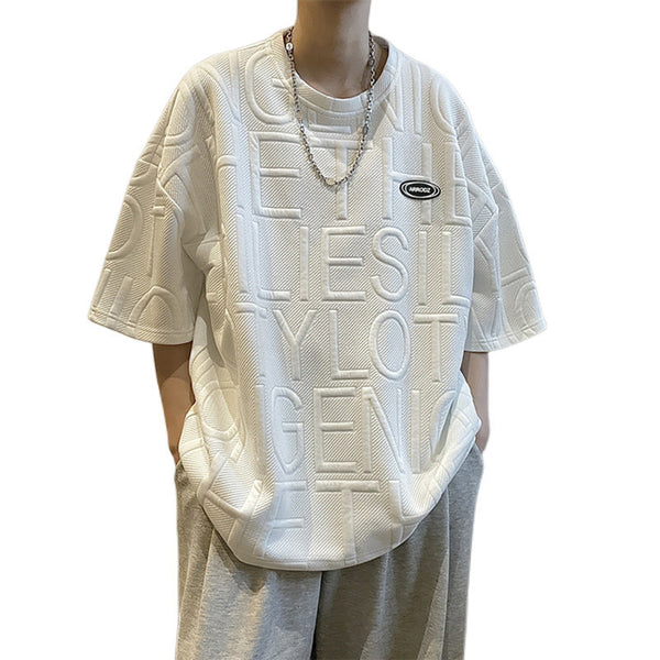 Summer Three-dimensional Letter Men's Short Sleeve Loose Retro t-shirt
