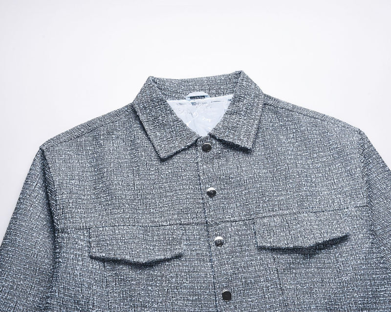 Fashion Tweed Woven Couple Casual Men's Jacket