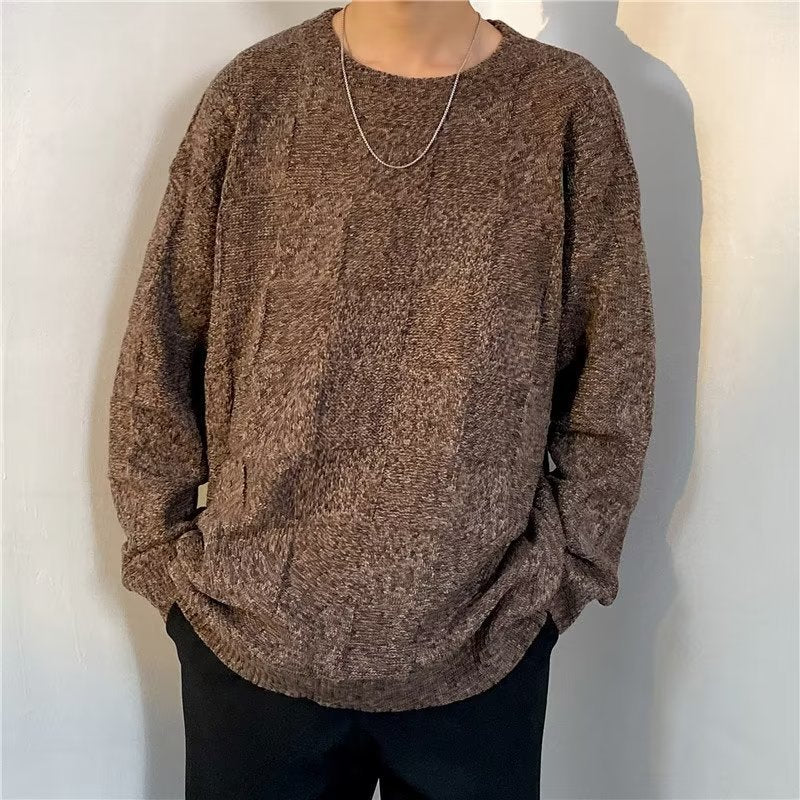 Winter Thickened Diamond Lattice Men's Loose Casual Sweater
