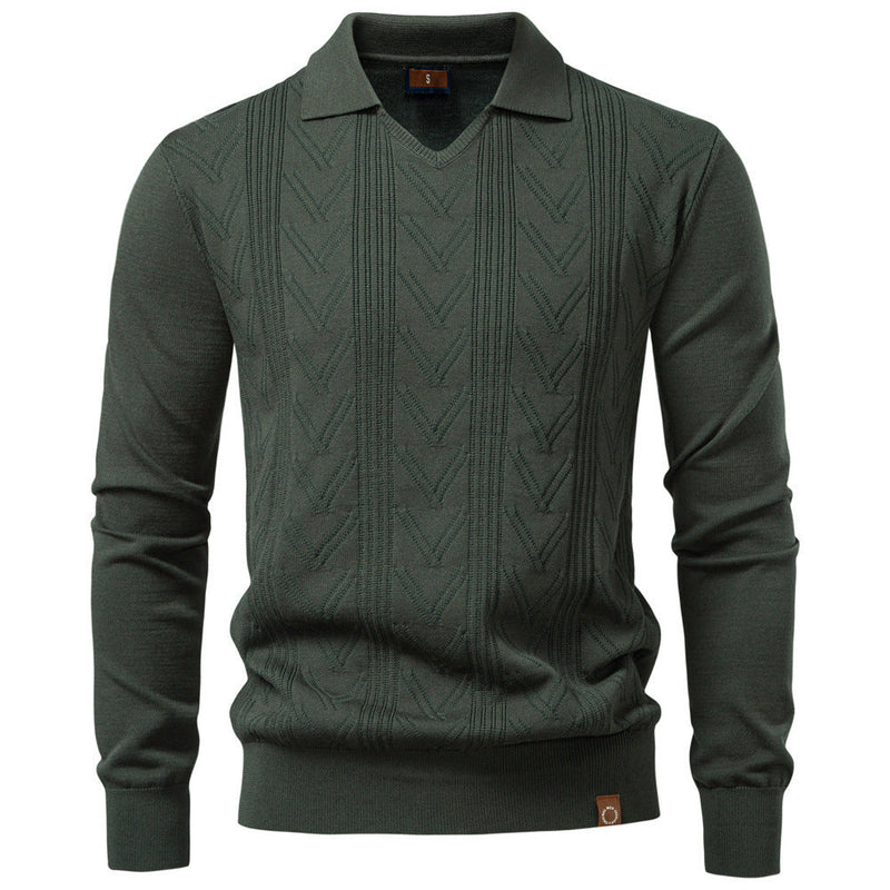 Knitted Pullover Men's Jacquard V-neck Sweater