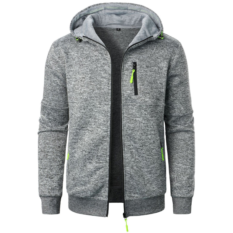 Men's Sports Casual Jacquard Hooded Jacket Knitted Cardigan