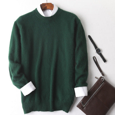 New Cashmere Men's Round Neck Loose Thick Mink Sweater