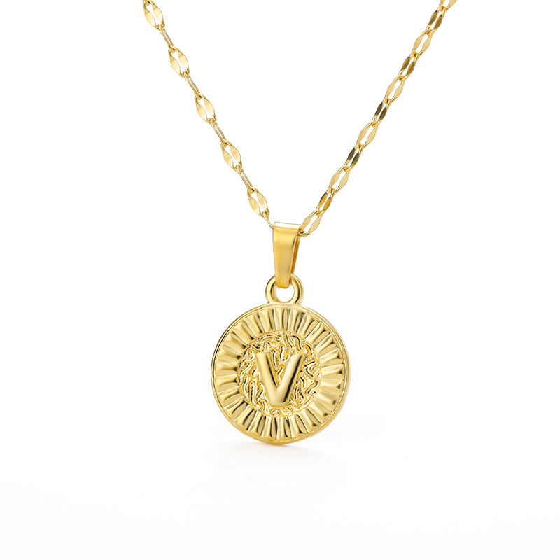 English Alphabet Disc Necklace Men and women