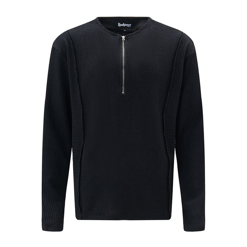 American Style Street Solid Color Stitching Edging Knitwear sweater