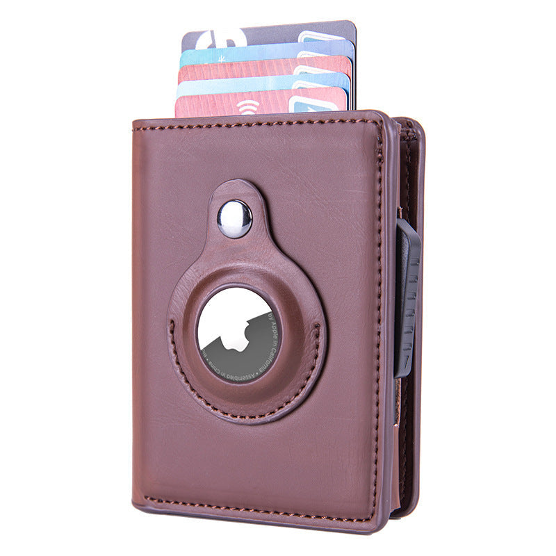 Rfid Card Holder Men Black Short Purse Small Leather Slim Wallets Mini Wallets For Airtag Air Tag