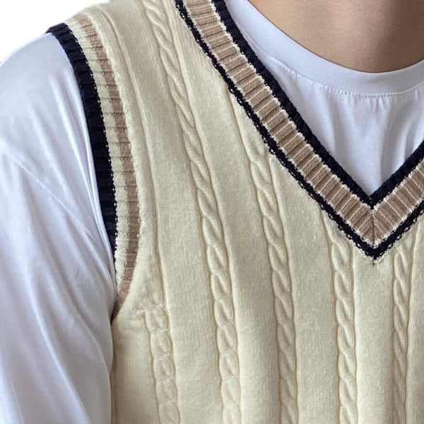 V-neck Sleeveless Vest Sweater