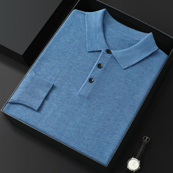 Spring And Autumn Casual Polo Collar Long-sleeved Sweater Men