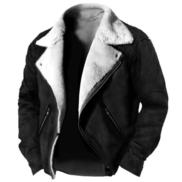Casual Polo Collar Zipper Jacket Thickened fur Coat