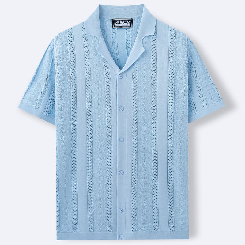 Short Sleeve Striped Hollow Shirt