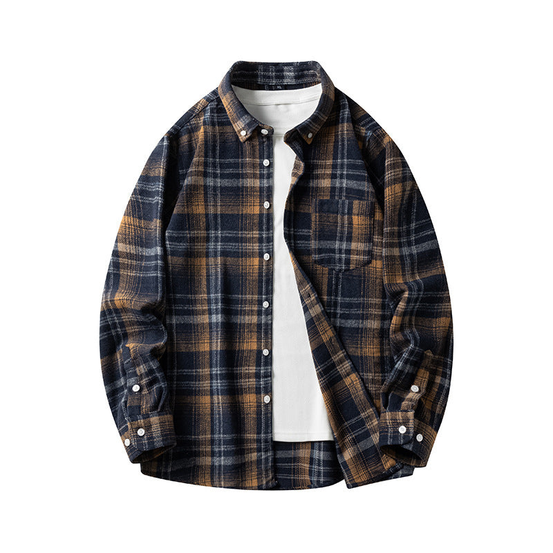 Plaid Casual Thickened Flannel Shirt Men