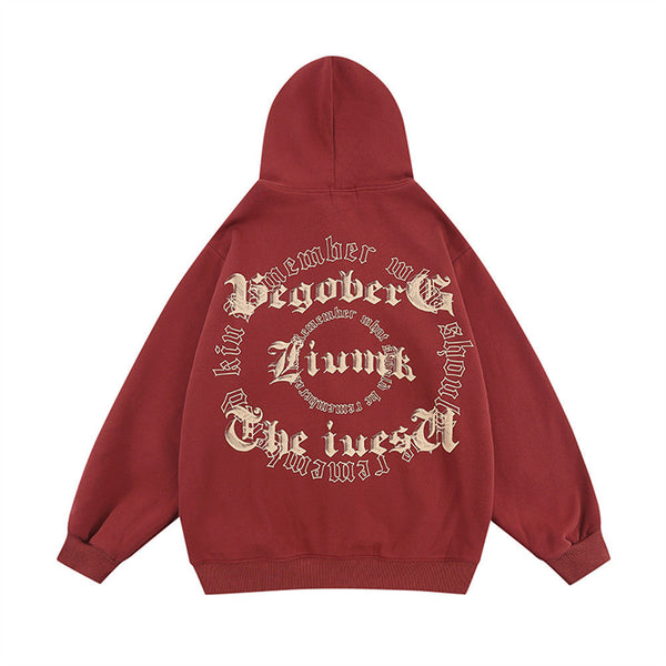 Creative Letters Printing Plus Velvet Hooded Cardigan Sweaters