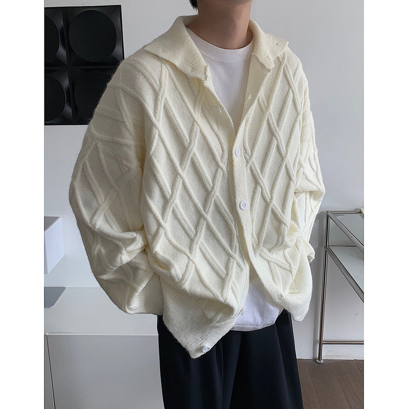 Youth Knitted Cardigan With Half Turtleneck