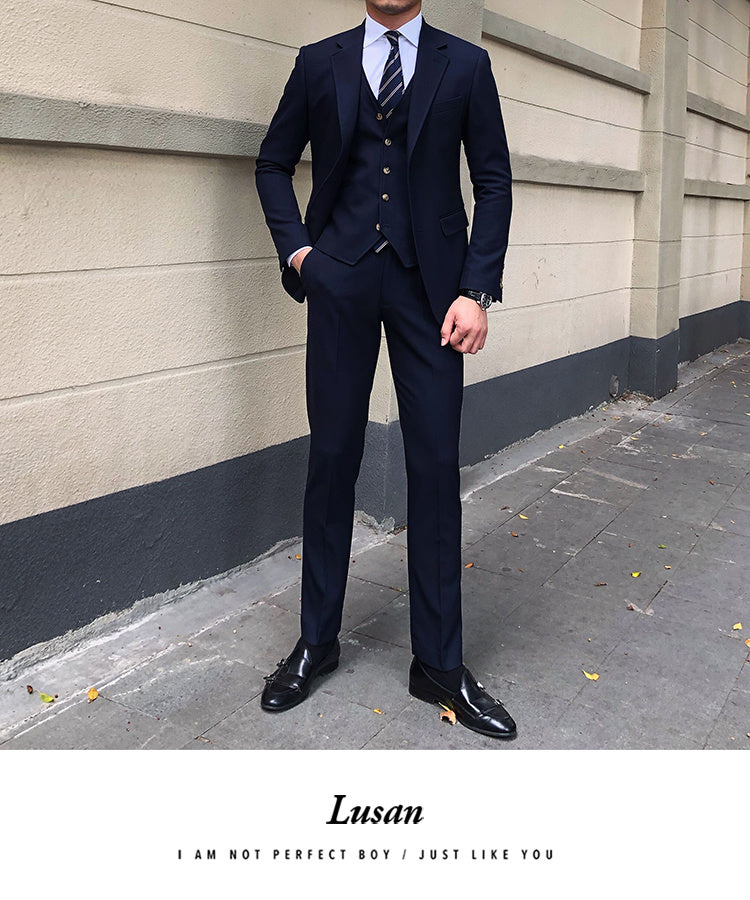 Men's Slim-fitting Three-piece Suit Versatile Casual suit