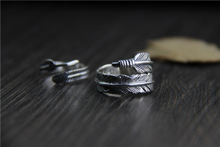 New Punk Feathers Arrow Opening Ring