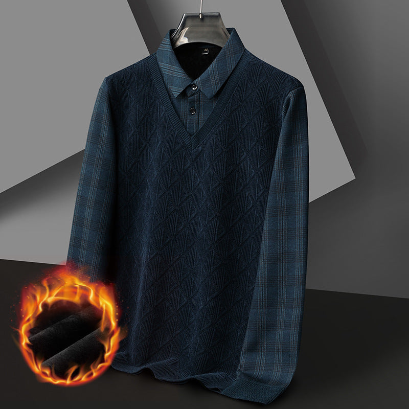 Men's Fleece-lined Thickened Bottoming Shirt