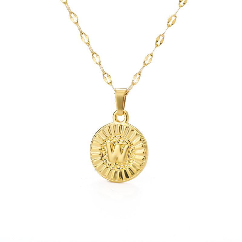 English Alphabet Disc Necklace Men and women