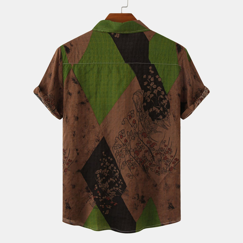 Men's Casual Short Sleeve Floral Shirt