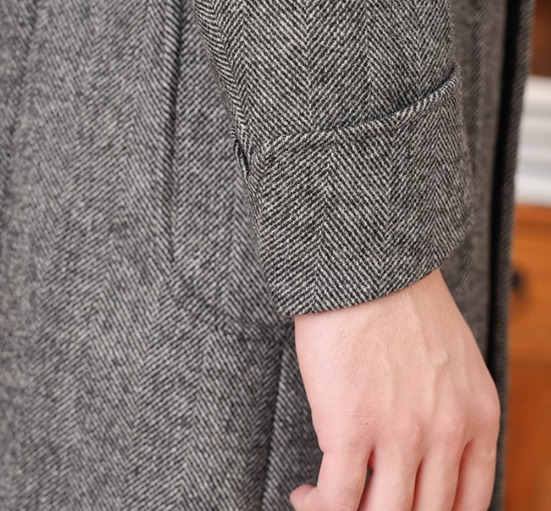Wool Herringbone Italian Double-row Polo trench Coat