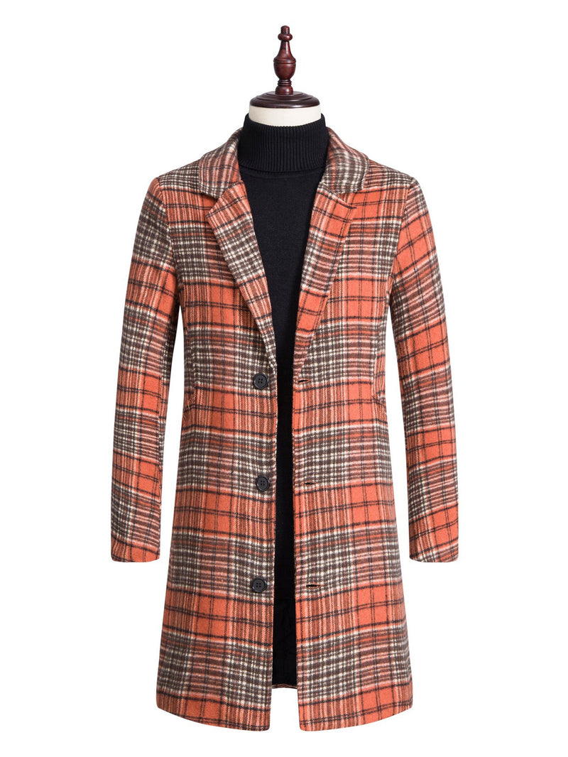 Men's Plaid Trench Coat