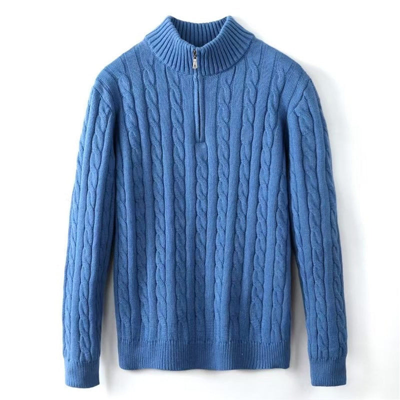 Small Embroidered Half-height Zip Knitwear Business sweater