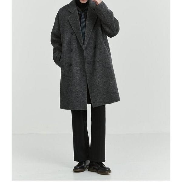 Double-sided Woolen Men's Mid-length trench coat