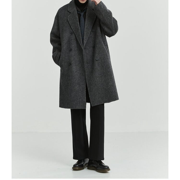 Double-sided Woolen Men's Mid-length trench coat