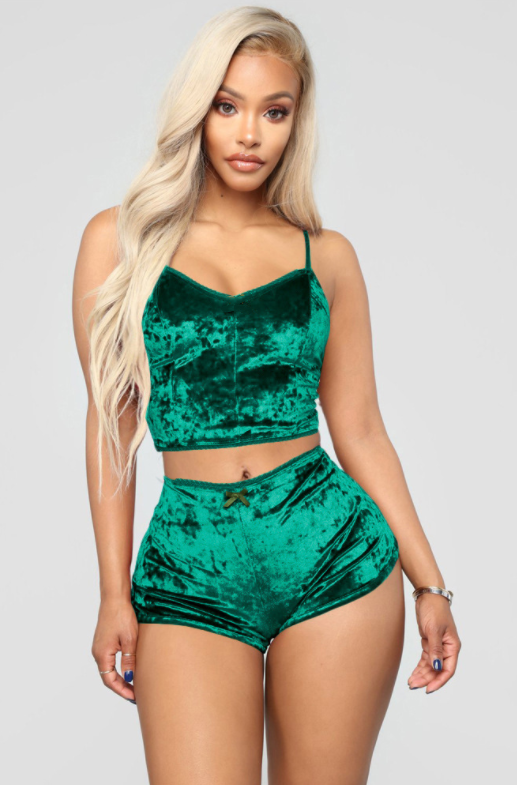 sexy lady Velvet Suspender Suit