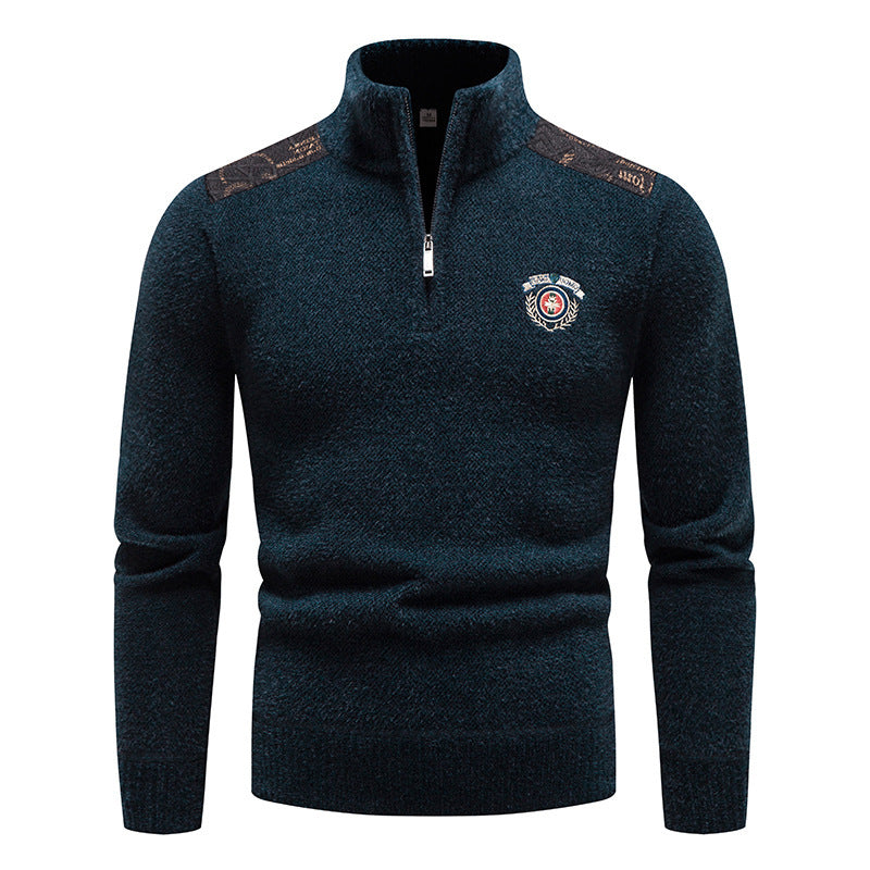 Velvet Stand Collar Thickened Men's Sweater